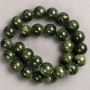 Beads on Thread Tarnished Quartz (plastic/acryl) dark green smooth sphere, diameter 14.5 mm ±, length 40 cm