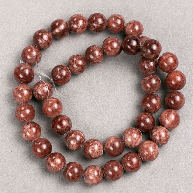 Beads of Selenite (artificial acrylic) on thread, smooth round bead, diameter 10.5 mm ±, length 40 cm ±