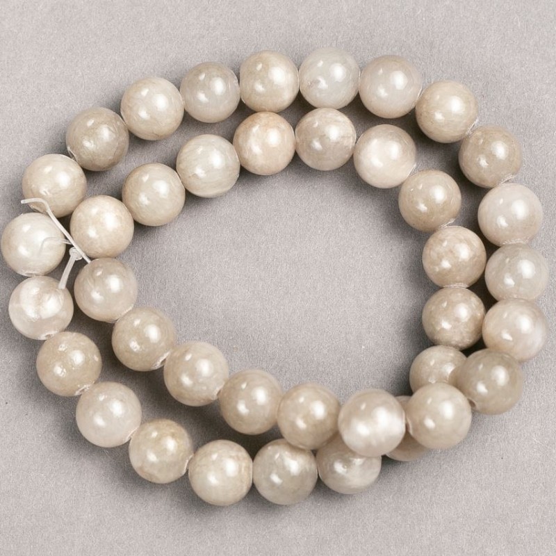 Beads on Thread Durable Quartz Imitation Beads (Plastic Acrylic) Gray Smooth Sphere, diameter 10.5 mm ±, length 39 cm +