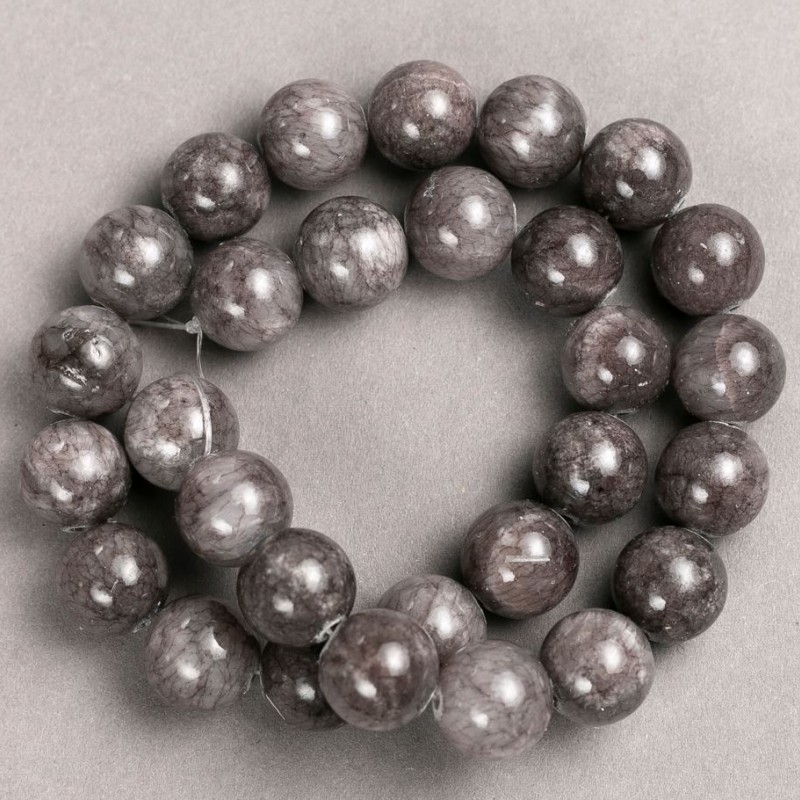 Beads on Thread Dark Gray Quartz Look Bead on Thread (artificial acrylic) smooth ball, diameter 14.5 mm, length 40 cm