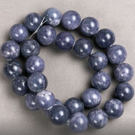 Amethyst Beads (artificial acrylic) on thread, smooth round bead, diameter 14.5 mm ±, length 40 cm ±
