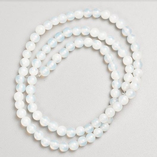Moonstone Beads on Thread, (Synthetic Opalite), 4 mm diameter, 37 cm length