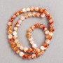 Acrylic Beads 'Carnelian' White-Translucent Rust on String, Smooth Round Beads 6mm ±, Length 40cm ±