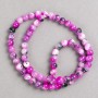 Beads raspberry-gray-white "Agate" (imitation acrylic) on a thread smooth round, diameter 6mm±, length 40cm +