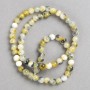 Beads, acrylic, yellow-gray-white, 6mm, on thread, smooth round bead, 40 cm length