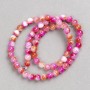 Beads Raspberry-White Tawny "Agate" (piece acrylic) on thread smooth round bead, diameter 6mm±, length 40cm ±