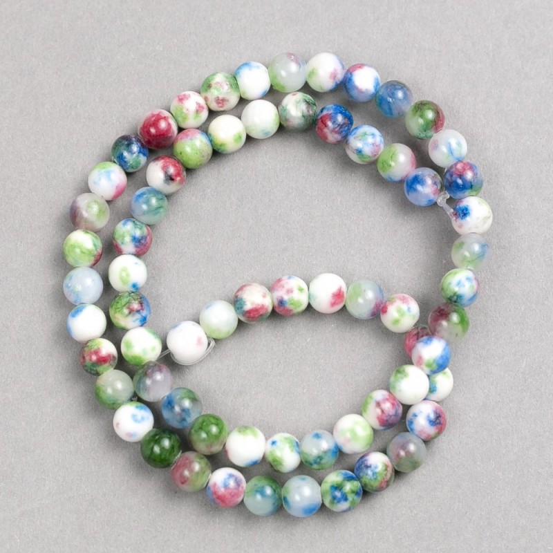 Multicolor acrylic Agate beads (artificial acrylic) on fishing line, smooth round 6mm± diameter