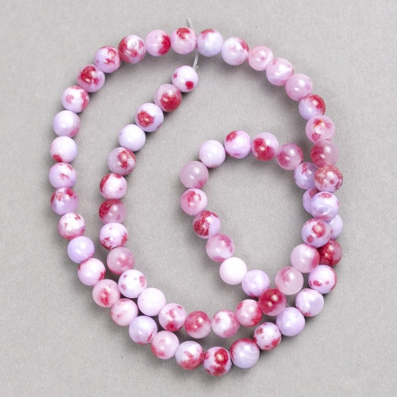 Acrylic Beads “Amethyst” 6mm Pink-Purple round on fishing line, smooth sphere, length 40cm
