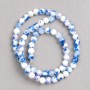 Blue-white Beads "Sodalite" (artificial acrylic) on thread, smooth round bead, diameter 6mm±, length 40cm ±