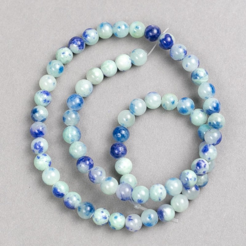 Blue-sky beads "Agate" (plastic acrylic) on thread, smooth round bead, diameter 6mm±, length 40cm ±