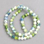 Green-Blue-White Agate Beads (Plastic Acrylic) on Thread, Smooth Round Beads 6 mm ±, Length 40 cm ±