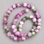 Beads raspberry-gray-green 'Agate' (artificial acrylic) on a thread smooth round 8mm±, length 40cm +