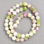 Beads green pink white "Turmaline" (artificial acrylic) on thread smooth ball, diameter 8mm+-, length 40cm +