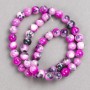 Beads Raspberry Gray-White "Agate" (plastic/acrylic, on thread) smooth round bead, 8mm diameter ±, length 40cm ±