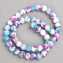 Beads Pink-Blue-White “Agate” (plastic acrylic) on thread, smooth round beads, diameter 8 mm, length 40 cm