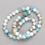 Beads white-blue-burled “Agate” (plastic acrylic) on thread smooth sphere, diameter 8mm, length 40cm