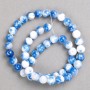 Blue-white beads "Sodalite" (artificial acrylic) on thread, smooth round bead, diameter 8mm±, length 40cm ±