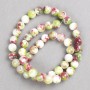 Green dark pink white Turmaline Beads on String, 8mm Round, total length 40cm, acrylic