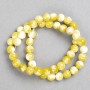 Beads "Jade" yellow-lemon-white 8mm round acrylic on thread, 40cm length