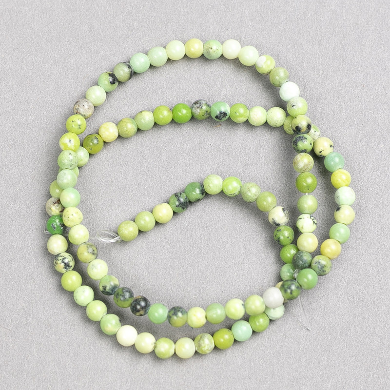 Australian Jadeite Beads on Thread Smooth Round 4mm Diameter, 38cm+ Length