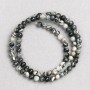 Jasper Picasso Beads Gray on Thread Smooth Round Bead, 4mm diameter ±, 38cm length ±