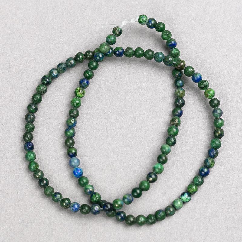 Azurite Stone Beads on Thread, Smooth Round 4mm Diameter, 38cm+ Length
