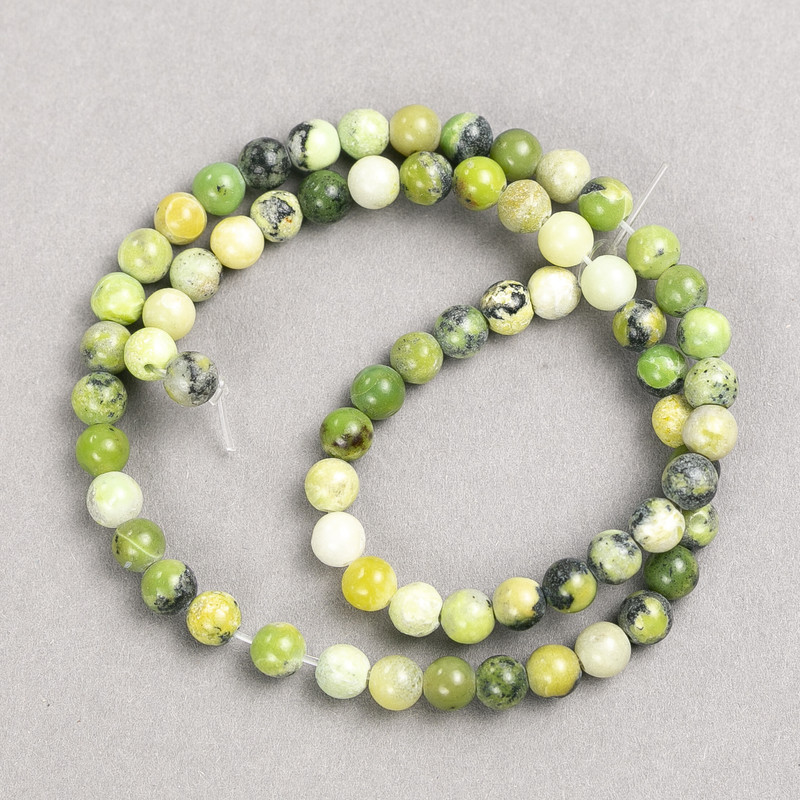Australian Jadeite Beads onThread Smooth Round 6mm Diameter, 38cm+ Length