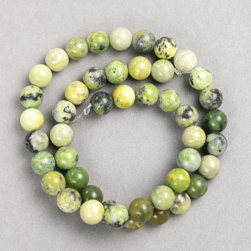 Australian Jadeite Beads on Thread Smooth Round Bead, diameter 8.5mm, length 38cm+