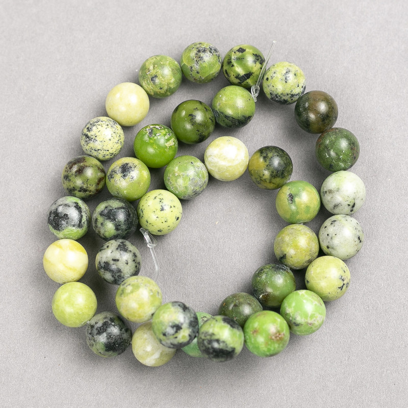 Australian Jadeite Beads on Thread Silk, Smooth Round Bead, diameter 10.5 mm, length 38 cm+