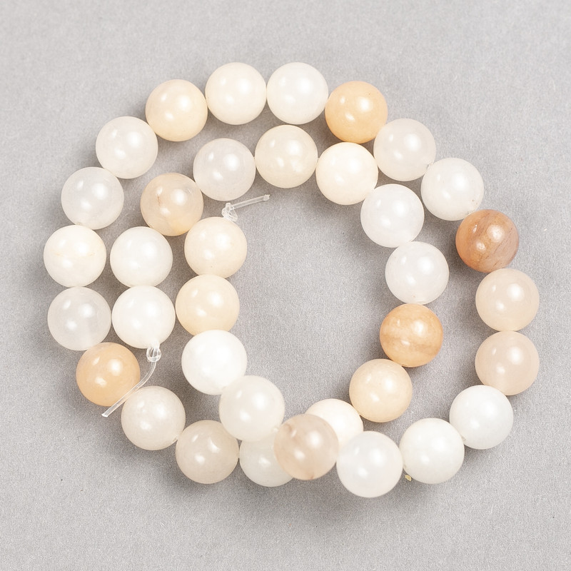 Selenite Beads on Thread Smooth Round Beads, 10mm diameter, length 38cm+