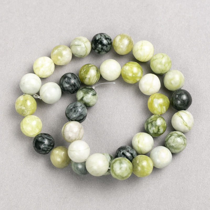 Beads Ophite (synthetic acrylic) on beading wire smooth round, diameter 10.5 mm ±, length 38 cm +