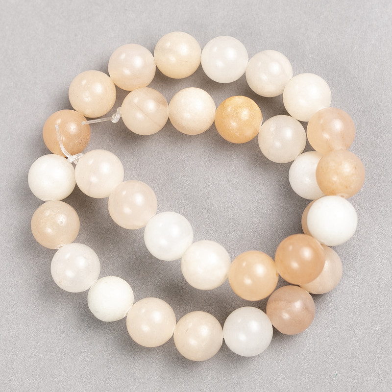 Selenite Beads on Thread Smooth Ball, 12mm ± diameter, 38cm ± length
