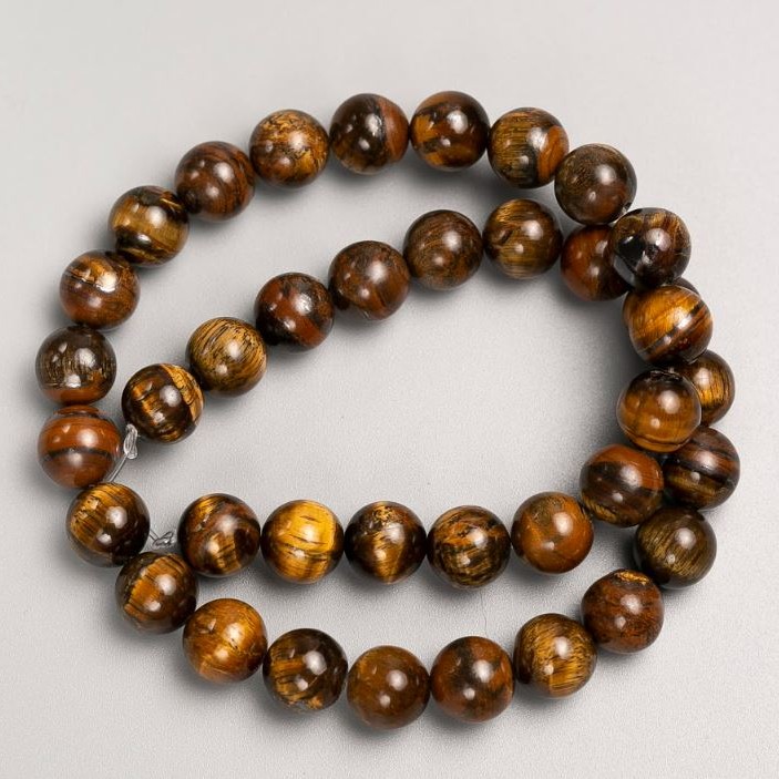 Tiger's Eye Beads on Thread, 10 mm ±, 38 cm ±