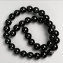 Beads on Thread Natural Stone Agate Black, smooth round bead, diameter 10mm±, length 37cm±