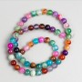 Agate Beads on String - Multicolor Natural Stone, Smooth Round Bead, 6.5 mm +/- diameter, total length 38 cm +/-