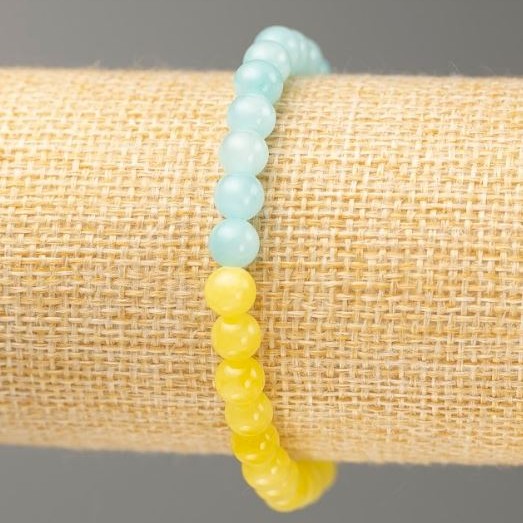 Elastic Bracelet Aquamarine and Citrine (imitation acrylic), diameter 6.5mm±, length 18cm±