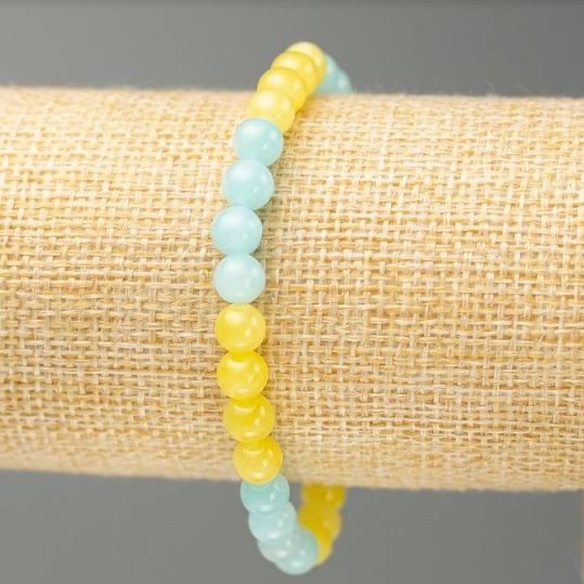 Elastic Bracelet Aquamarine and Citrine (imitation acrylic), diameter 6.5mm±, length 18cm±