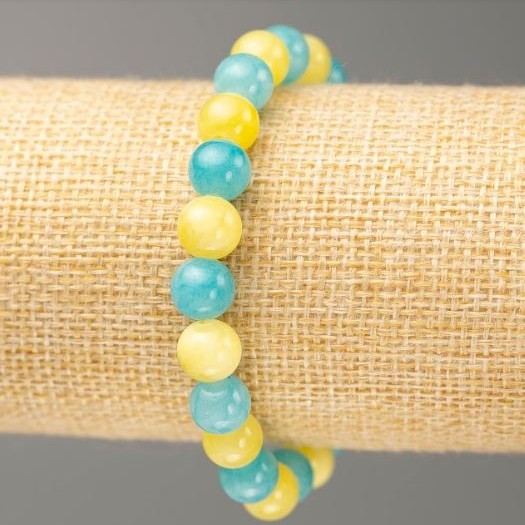 Elastic Bracelet Aquamarine and Citrine (artificial acrylic), bead diameter 8.5mm±, length 18cm±