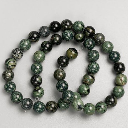 Ocean Jasper Beads on Thread, smooth round beads diameter 8.5 mm, length 39 cm