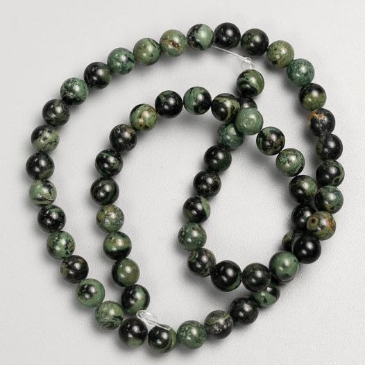 Ocean Jasper Beads on Fishing Line Smooth Round Bead, diameter 6.5 mm ±, length 39 cm ±