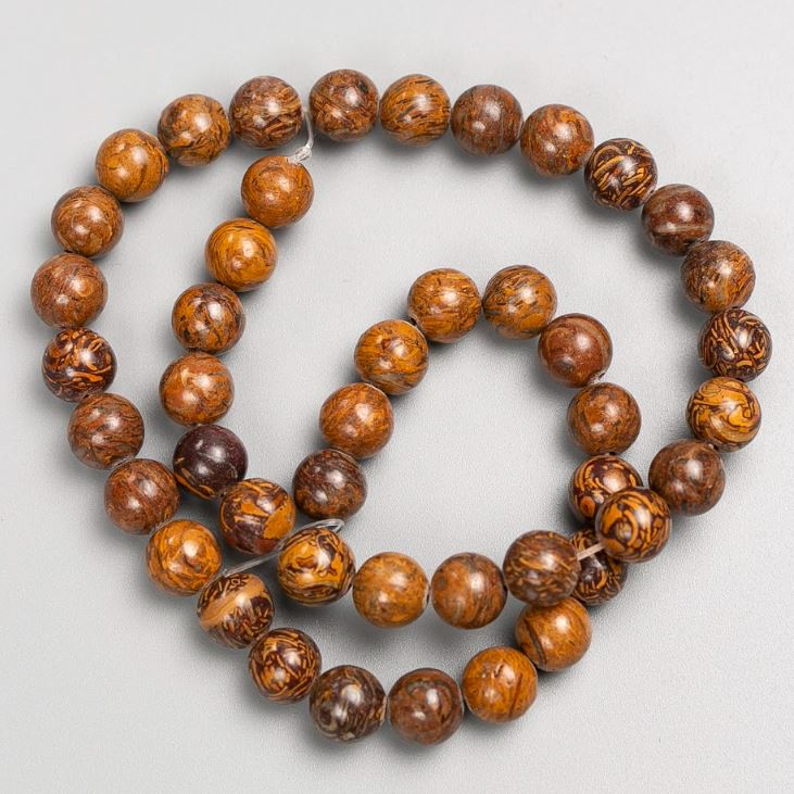 Jasper Beads on Thread, Smooth Round Beads on Wire (8.5 mm ±), Length 38 cm ±