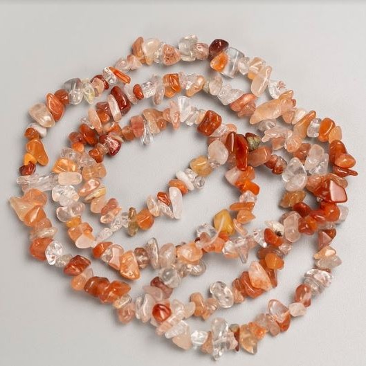 Carnelian Beads on Thread - Nugget Shape, Natural Stone, 12x7-7x3 mm (±), length 80 cm+