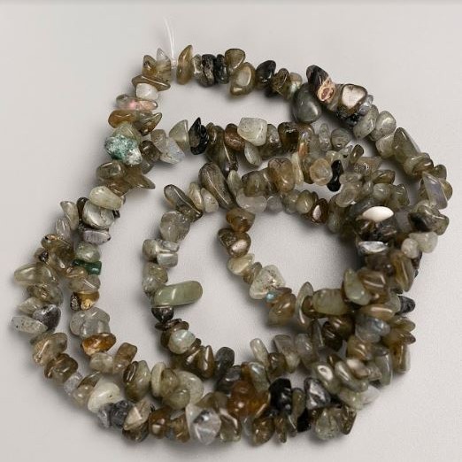 Labradorite Beads on Thread natural stone Chip d 12×5-6×3mm(±), cord length 80cm+