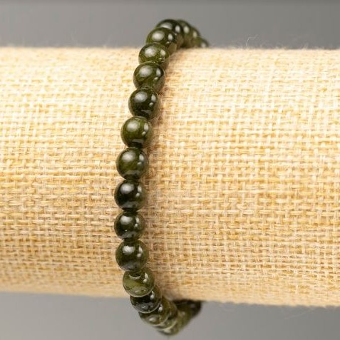 Elastic bracelet with Tonal Quartz dark green (artificial acrylic), diameter 6.5 mm ±, length 18 cm ±