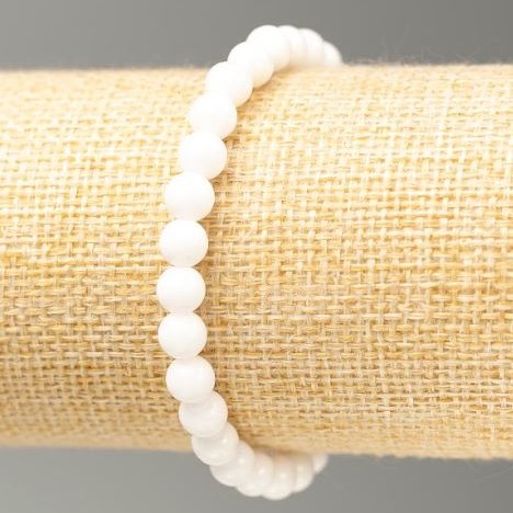 Bracelet White Agate (press.) smooth beads, diameter 6 mm+-, length 18 cm+- (stretch)