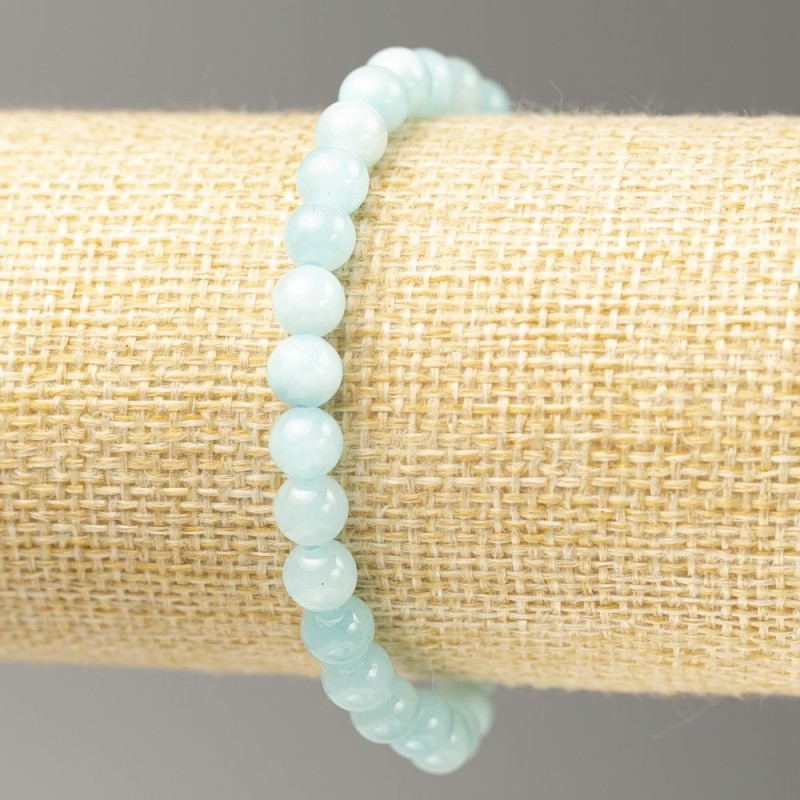 Elastic Bracelet Aquamarine (imitation acrylic) smooth beads, diameter 6.5 mm±, length 18 cm±