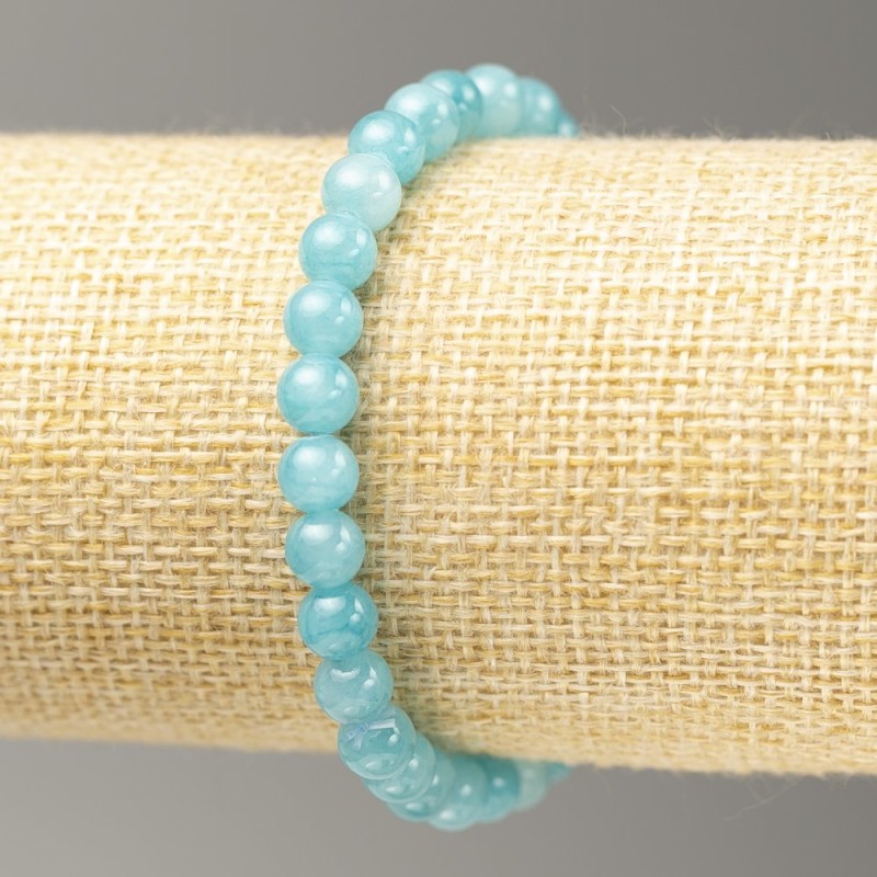 Bracelet on elastic string Aquamarine (synthetic acrylic) smooth beads, diameter 6.5 mm±, length 18 cm±
