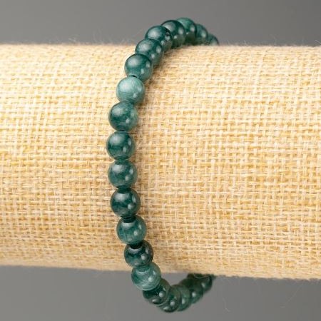 Elastic Bracelet with Verdite-Tinted Quartz (imitation acrylic) color greenish-green smooth bead d 6.5mm ±, length 18cm ±