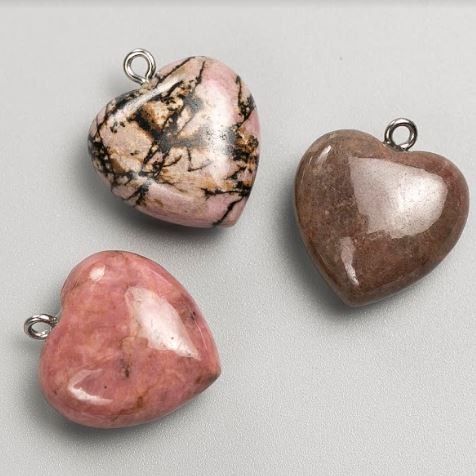 Pendant Heart Rhodonite, diameter 25×25 mm+