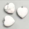 Heart Pendant with Howlite, 27x25x10 mm diameter+